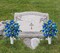 2-Pack Blue Artificial Cemetery Rose Bouquets with Vases - 18.9" Memorial Grave Decorations - Realistic 24-Head Silk Rose Flower Arrangements with Ground Spikes & Foam for Outdoor Cemetery Decor